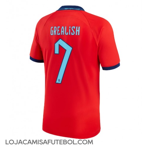 Camisa de Futebol Inglaterra Jack Grealish #7 Equipamento Secundário Mundo 2022 Manga Curta